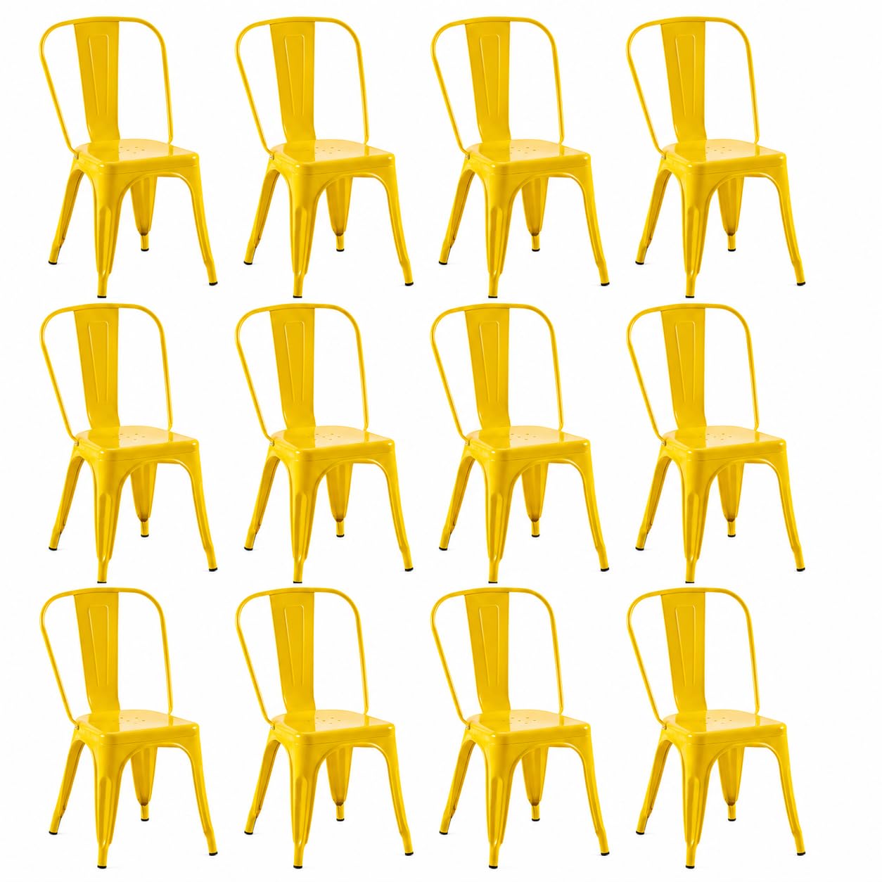 Rivbuio Metal Dining Chairs with Backrest, Stackable, Color, 2 Pack