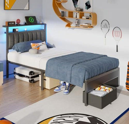 Furnulem Bed Frames 2 Under Bed Storage on Wheels