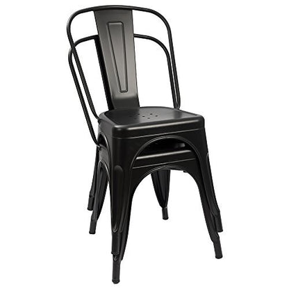 Stackable Metal Dining Chair Set with Classic Bistro Design for Indoor & Outdoor Use