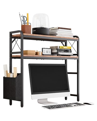 2-Tier Desktop Shelf Organizer with Adjustable Shelves for Home Office