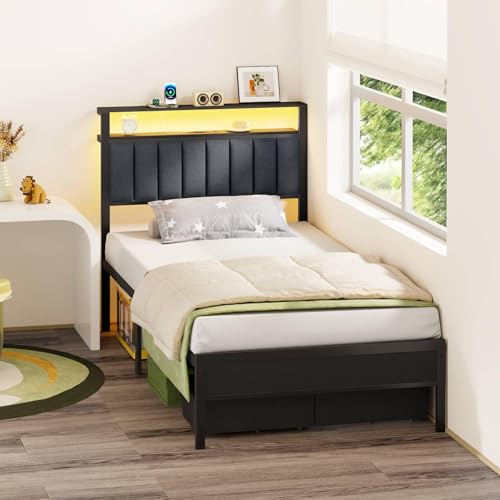 Furnulem Bed Frames 2 Under Bed Storage on Wheels