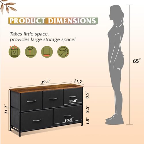 WLIVE Dresser for Bedroom with 5 Drawers