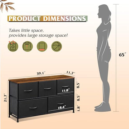 WLIVE Dresser for Bedroom with 5 Drawers