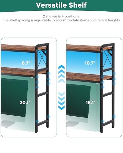 2-Tier Desktop Shelf Organizer with Adjustable Shelves for Home Office