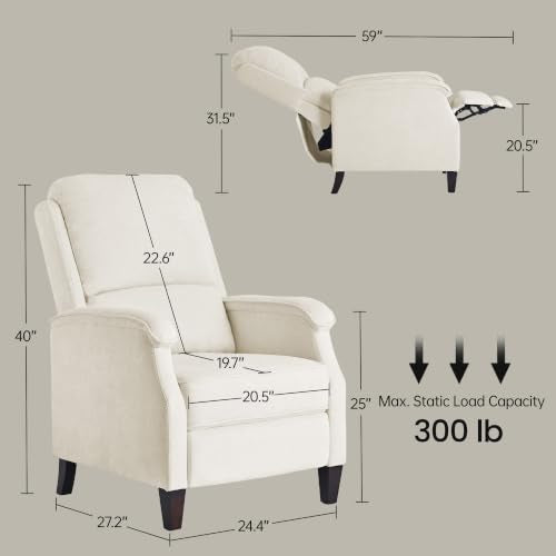 VKNOW Recliner Chair，Fabric Recliner with Adjustable Back