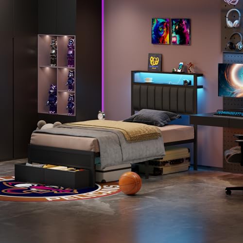 Furnulem Bed Frames 2 Under Bed Storage on Wheels