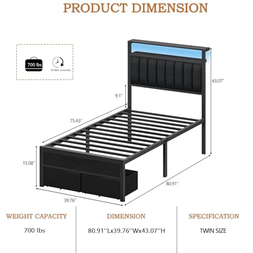 Furnulem Bed Frames 2 Under Bed Storage on Wheels