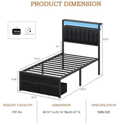 Furnulem Bed Frames 2 Under Bed Storage on Wheels