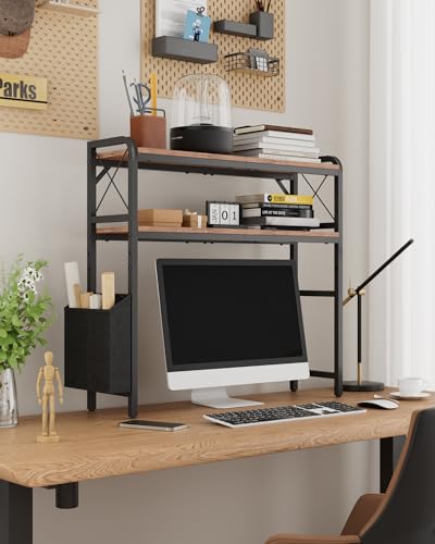 2-Tier Desktop Shelf Organizer with Adjustable Shelves for Home Office