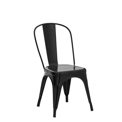 Farmhouse Metal Dining Chair with Stackable Indoor & Outdoor Design