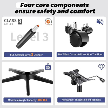 Ergonomic Mesh Office Chair with High Back & Adjustable Lumbar Support