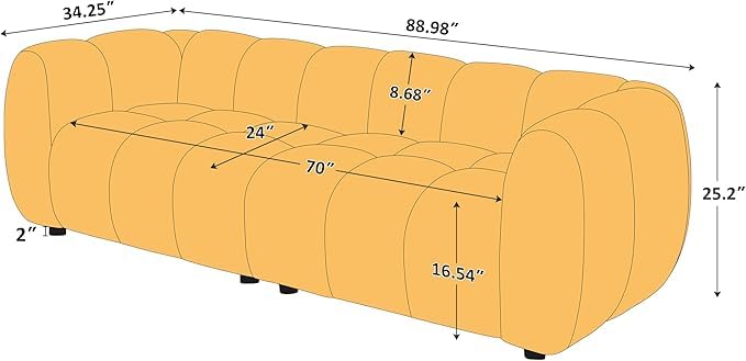 VANOMi 88" Oversized Boucle Sofa, Modern Upholstered