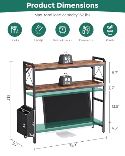2-Tier Desktop Shelf Organizer with Adjustable Shelves for Home Office