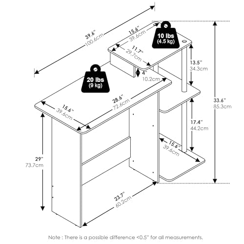 Computer Desk with Side Shelves for Home Office & Gaming Setup