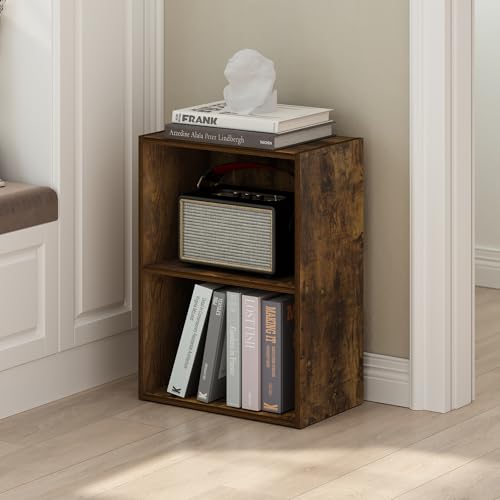 Tiered Wood Bookshelf with Open Storage Shelves for Home & Office