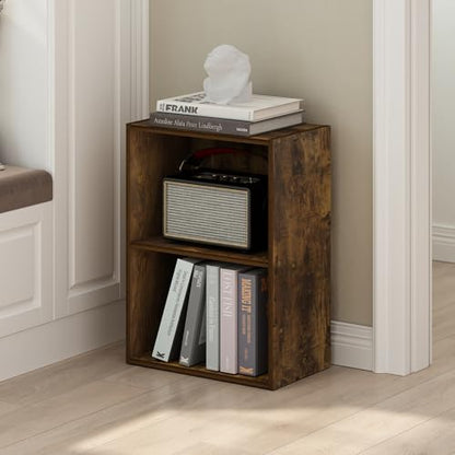 Tiered Wood Bookshelf with Open Storage Shelves for Home & Office