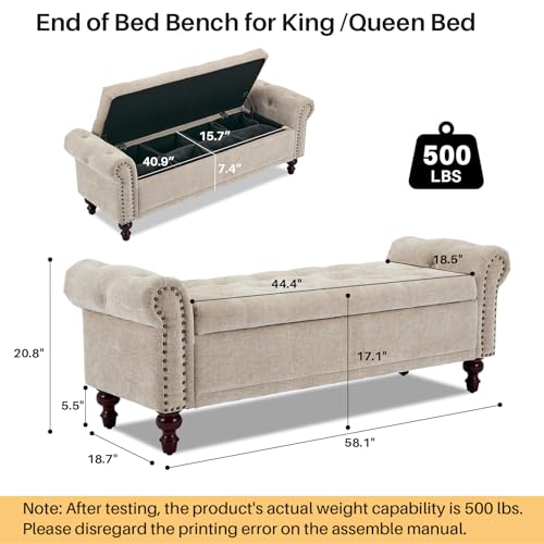 SOFTHION Upholstered Storage Bench