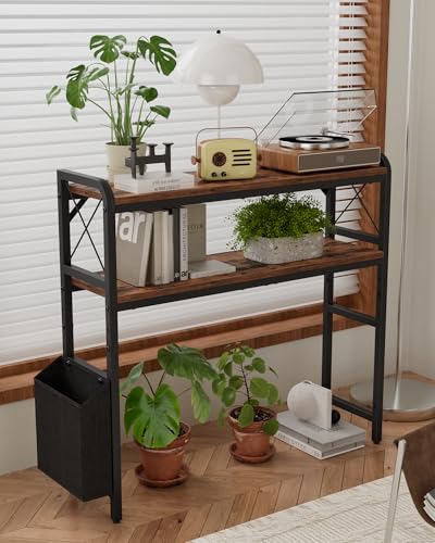 2-Tier Desktop Shelf Organizer with Adjustable Shelves for Home Office