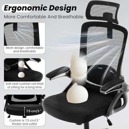 Ergonomic Mesh Office Chair with High Back & Adjustable Lumbar Support
