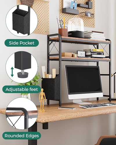 2-Tier Desktop Shelf Organizer with Adjustable Shelves for Home Office