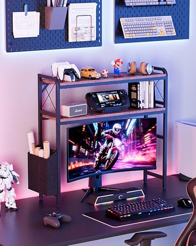2-Tier Desktop Shelf Organizer with Adjustable Shelves for Home Office