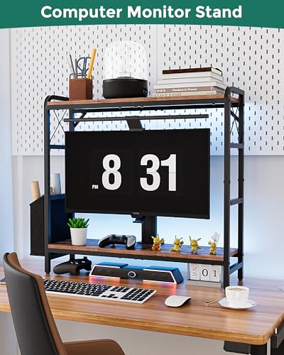 2-Tier Desktop Shelf Organizer with Adjustable Shelves for Home Office