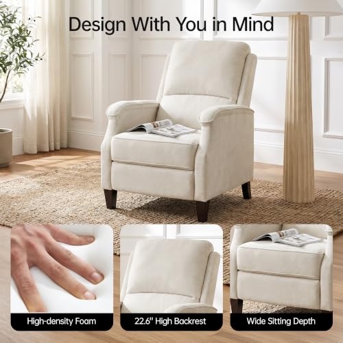 VKNOW Recliner Chair，Fabric Recliner with Adjustable Back