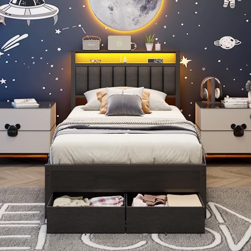 Furnulem Bed Frames 2 Under Bed Storage on Wheels