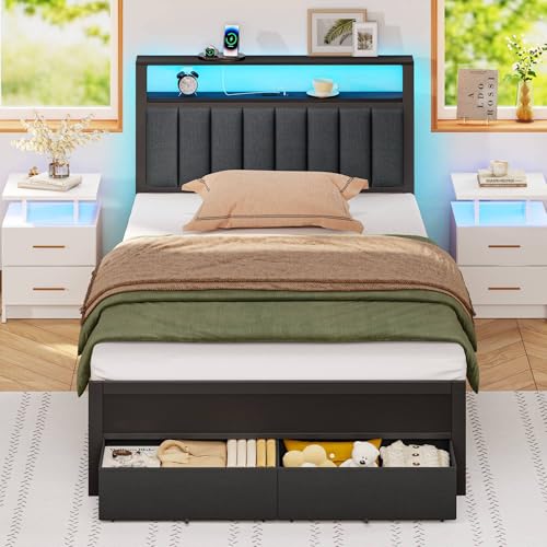 Furnulem Bed Frames 2 Under Bed Storage on Wheels