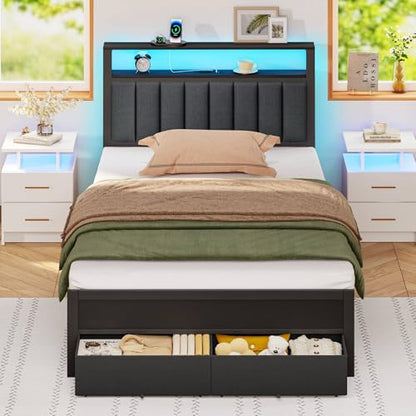 Furnulem Bed Frames 2 Under Bed Storage on Wheels