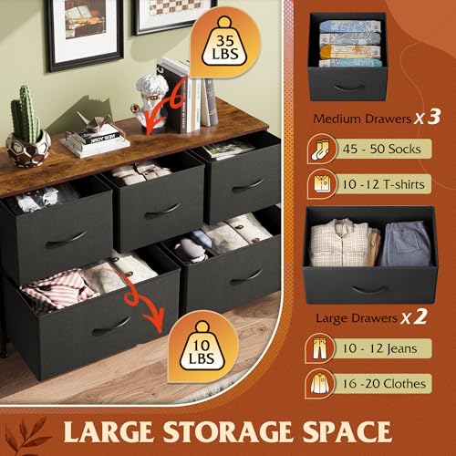WLIVE Dresser for Bedroom with 5 Drawers