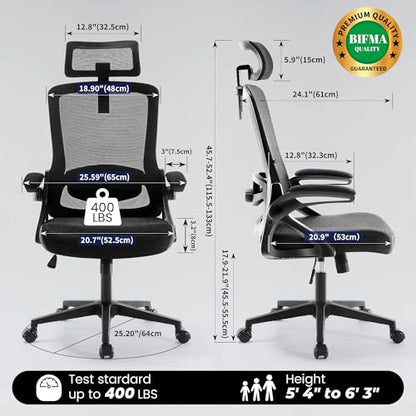 Ergonomic Mesh Office Chair with High Back & Adjustable Lumbar Support