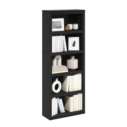 Tiered Wood Bookshelf with Open Storage Shelves for Home & Office