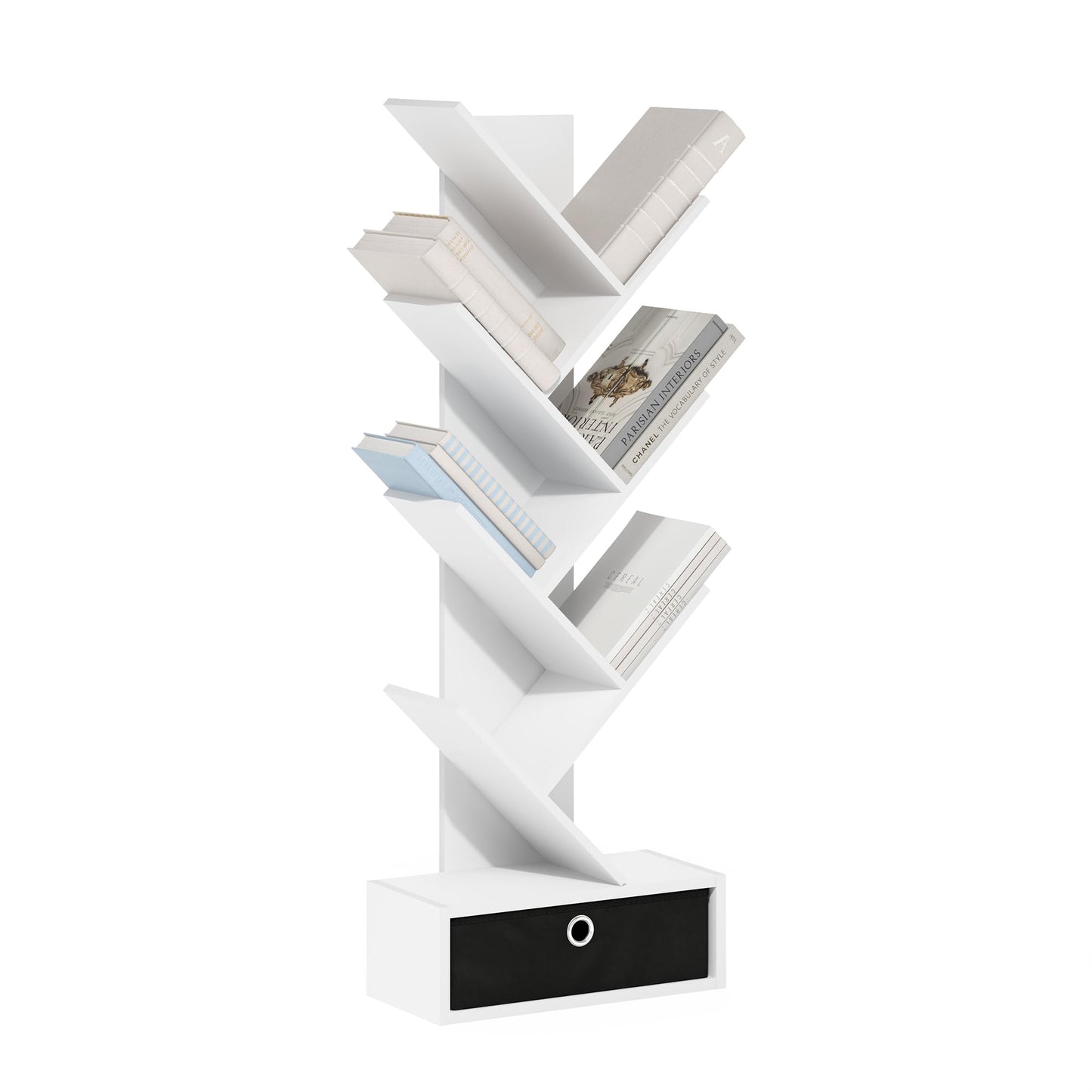 Tiered Wood Bookshelf with Open Storage Shelves for Home & Office