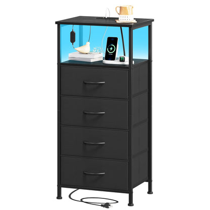 Somdot Nightstands with Charging Station & LED Light