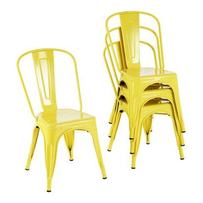 Farmhouse Metal Dining Chair with Stackable Indoor & Outdoor Design