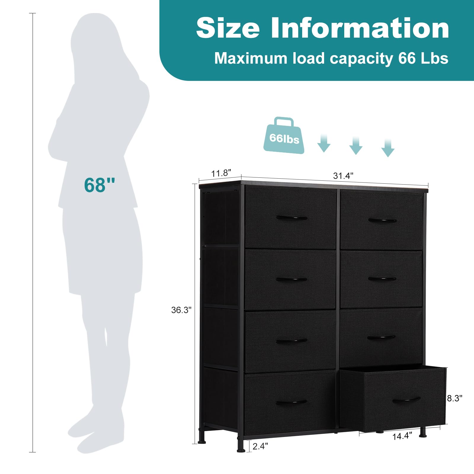 OLIXIS Dresser for Bedroom with 7 Fabric Drawers Storage Organizer