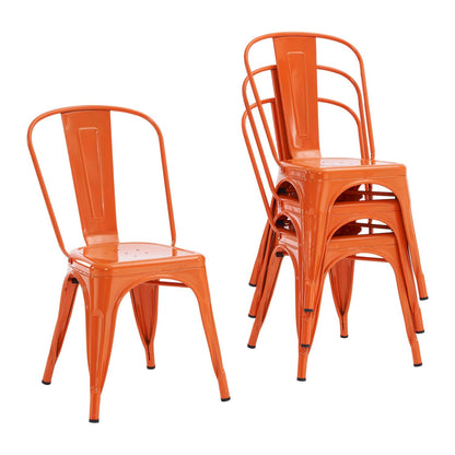 Farmhouse Metal Dining Chair with Stackable Indoor & Outdoor Design
