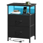 Somdot Nightstands with Charging Station & LED Light
