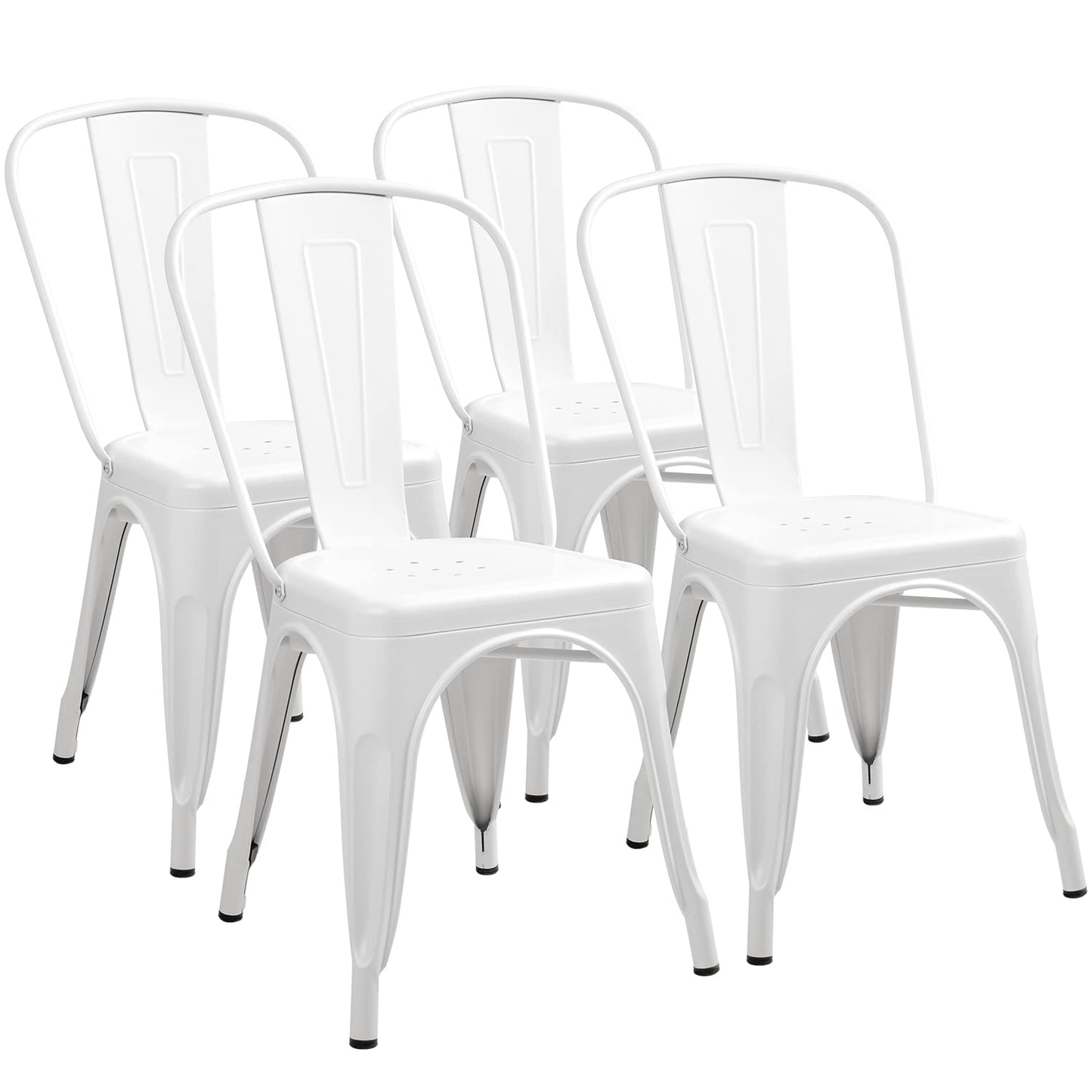Stackable Metal Dining Chair Set with Classic Bistro Design for Indoor & Outdoor Use