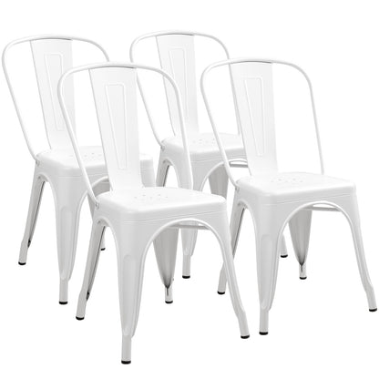 Stackable Metal Dining Chair Set with Classic Bistro Design for Indoor & Outdoor Use