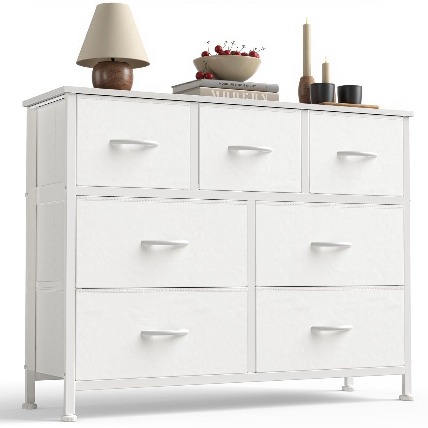 7 Drawer Fabric Dresser with Storage Bins and Steel Frame for Bedroom & Closet