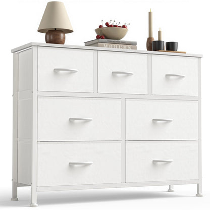7 Drawer Fabric Dresser with Storage Bins and Steel Frame for Bedroom & Closet