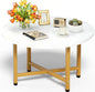Round Coffee Table with Metal Frame for Living Room & Office