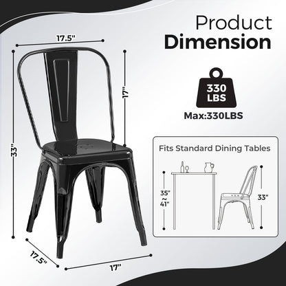 Rivbuio Metal Dining Chairs with Backrest, Stackable, Color, 2 Pack