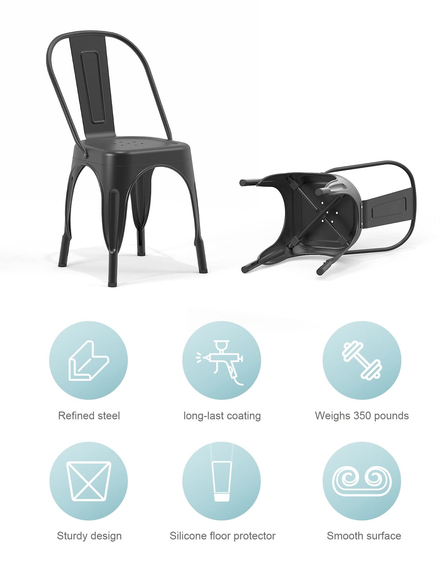 Farmhouse Metal Dining Chair with Stackable Indoor & Outdoor Design