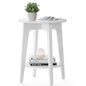 2-Tier Round Side Table with Tapered Legs for Small Spaces