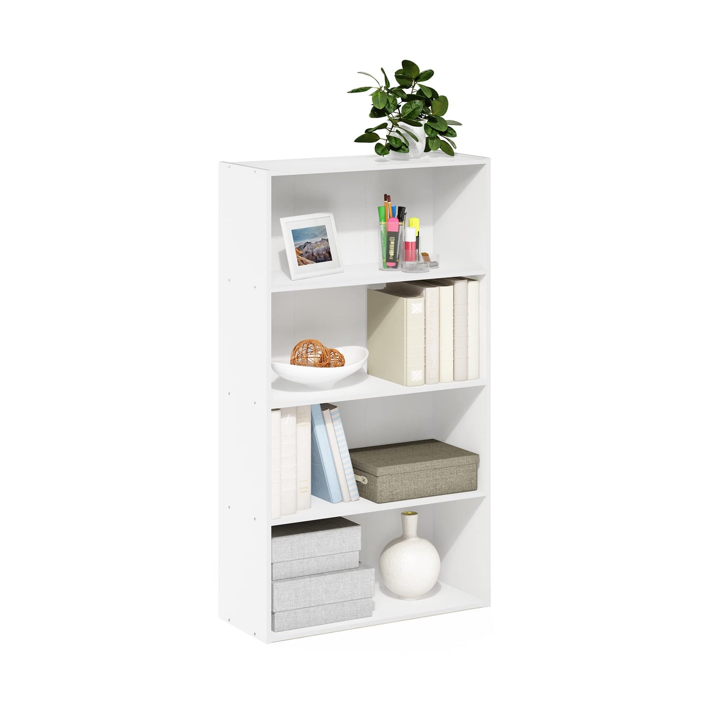 Tiered Wood Bookshelf with Open Storage Shelves for Home & Office