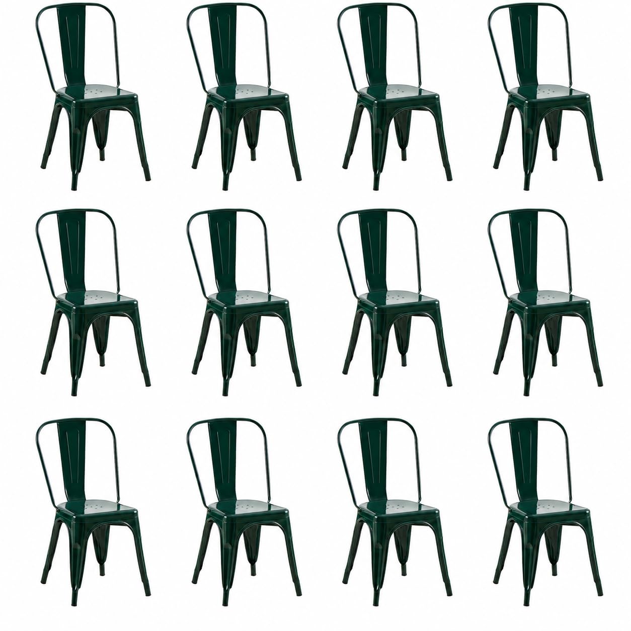 Rivbuio Metal Dining Chairs with Backrest, Stackable, Color, 2 Pack