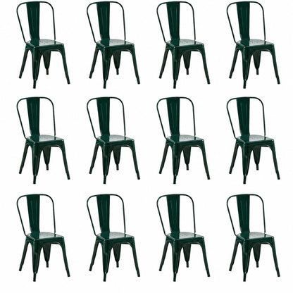 Rivbuio Metal Dining Chairs with Backrest, Stackable, Color, 2 Pack